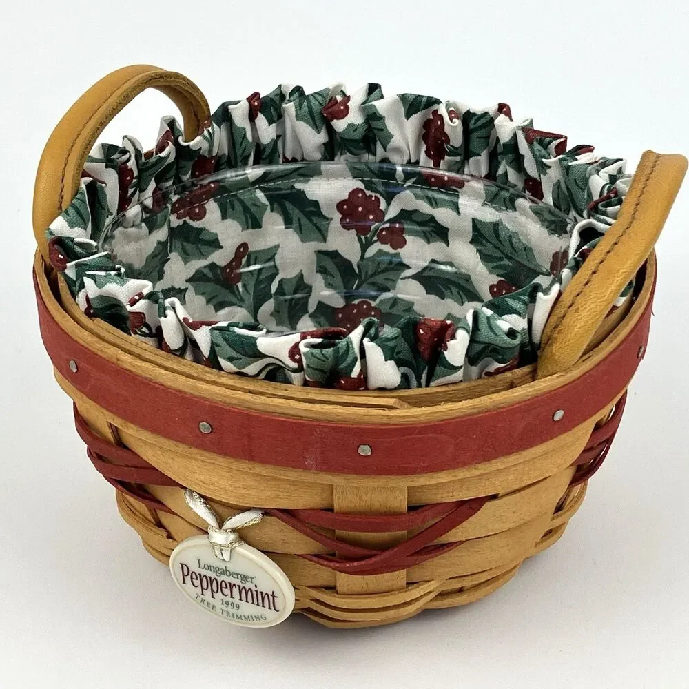 Longaberger Peppermint Red Basket 1999 | /w Liner 5